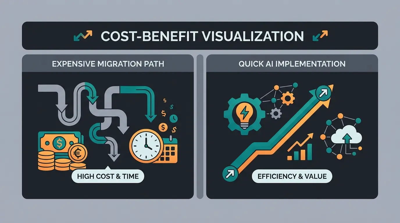 Kostenvorteil KI-Beratung vs. Plattformmigration