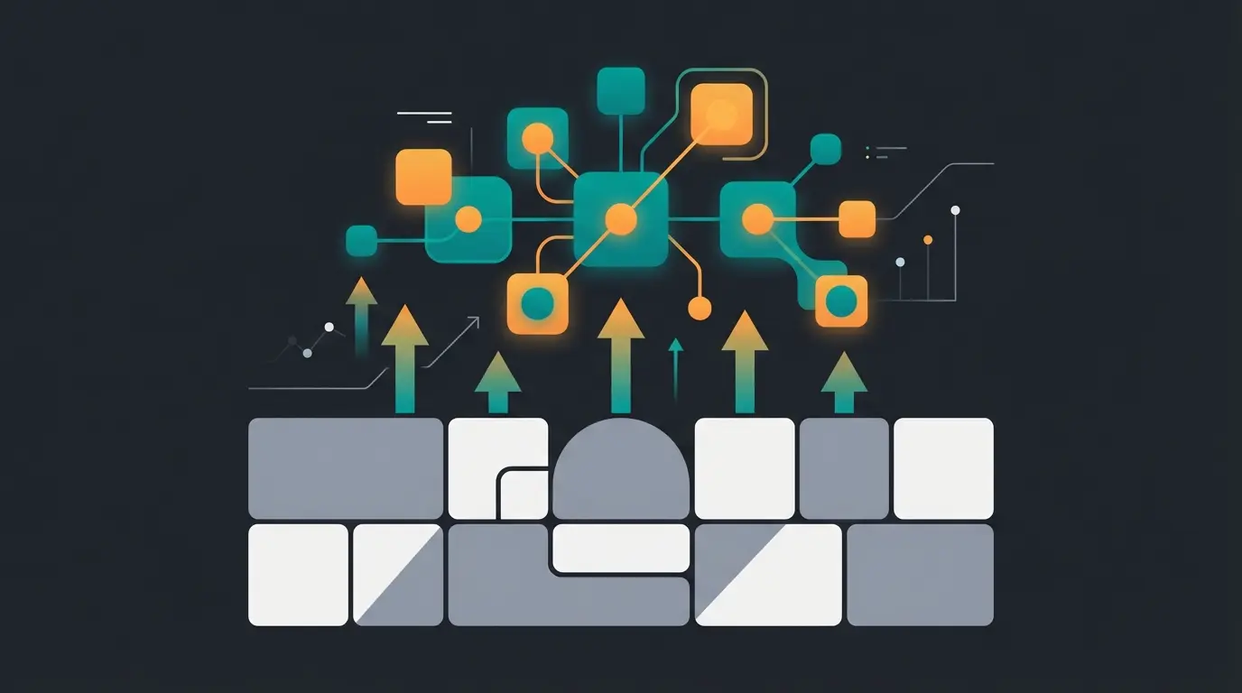Future of e-commerce visualization showing Magento foundation with AI experience layer