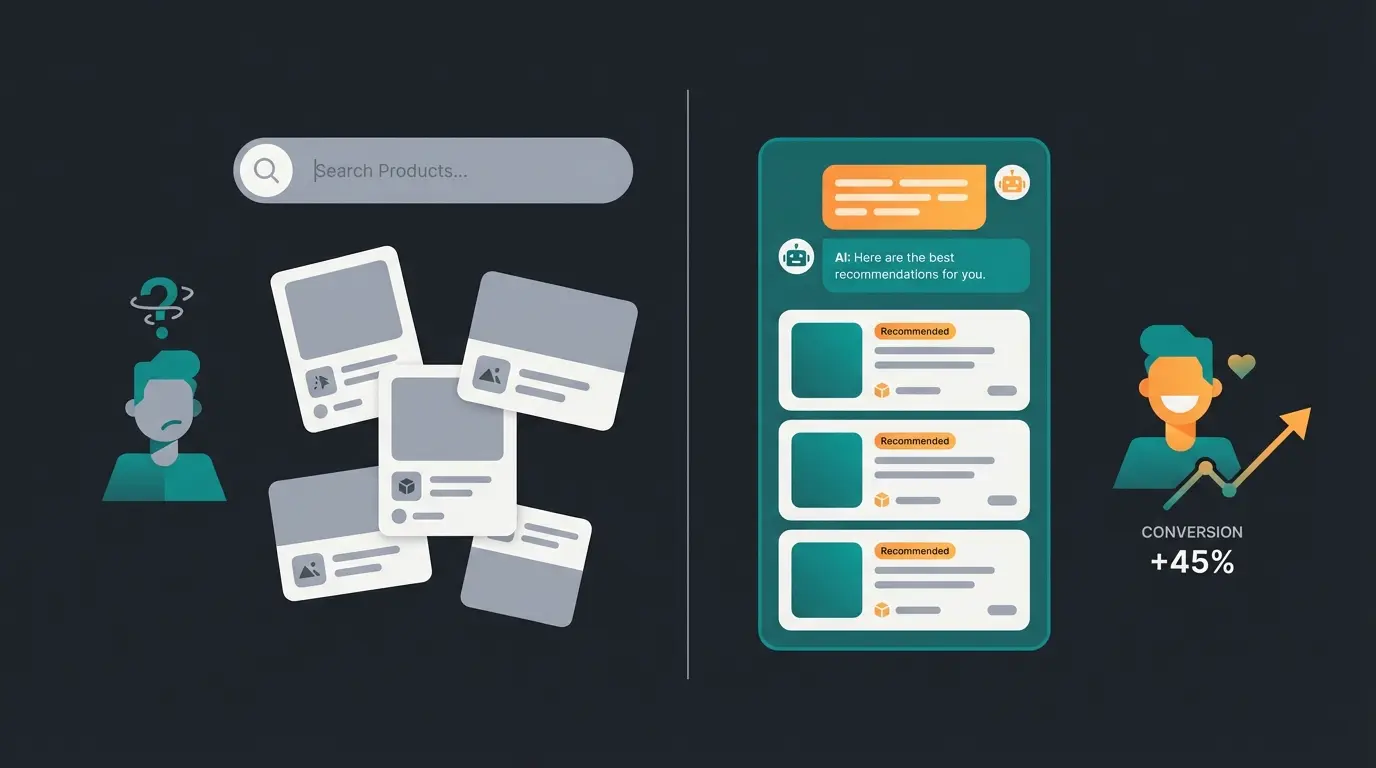 AI product consultation vs traditional search comparison visualization