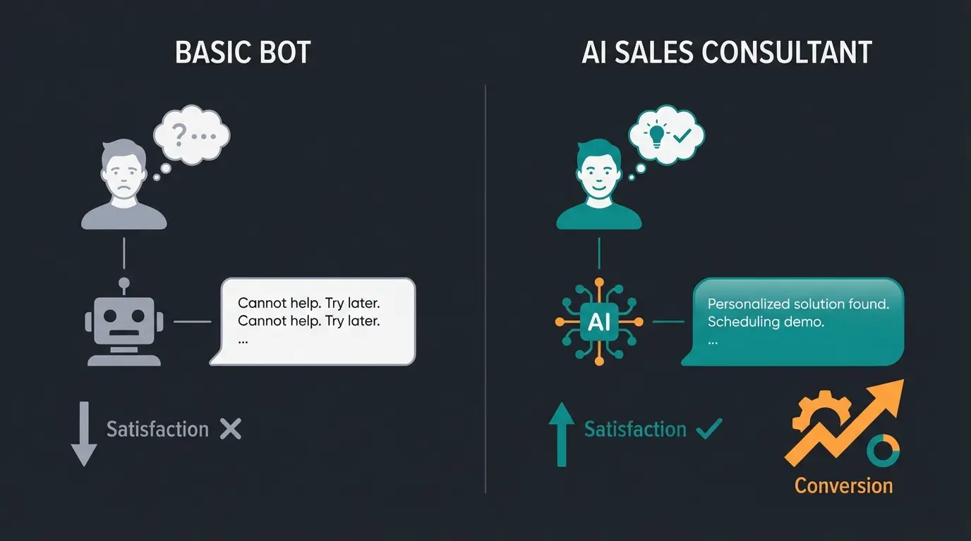 KI-Verkaufsberater Chatbot Vergleich Standard Bot vs intelligenter Assistent