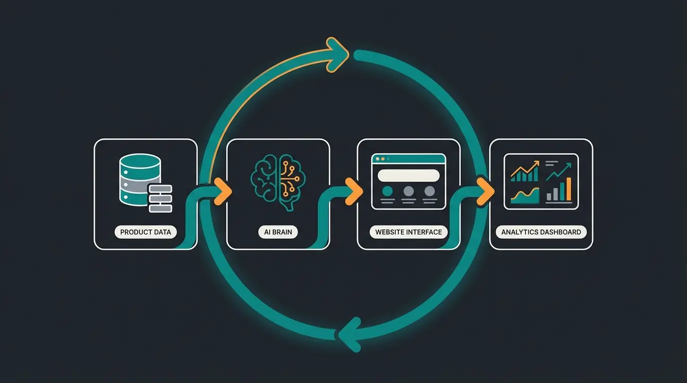 AI training process for Shopware product consultation showing data flow