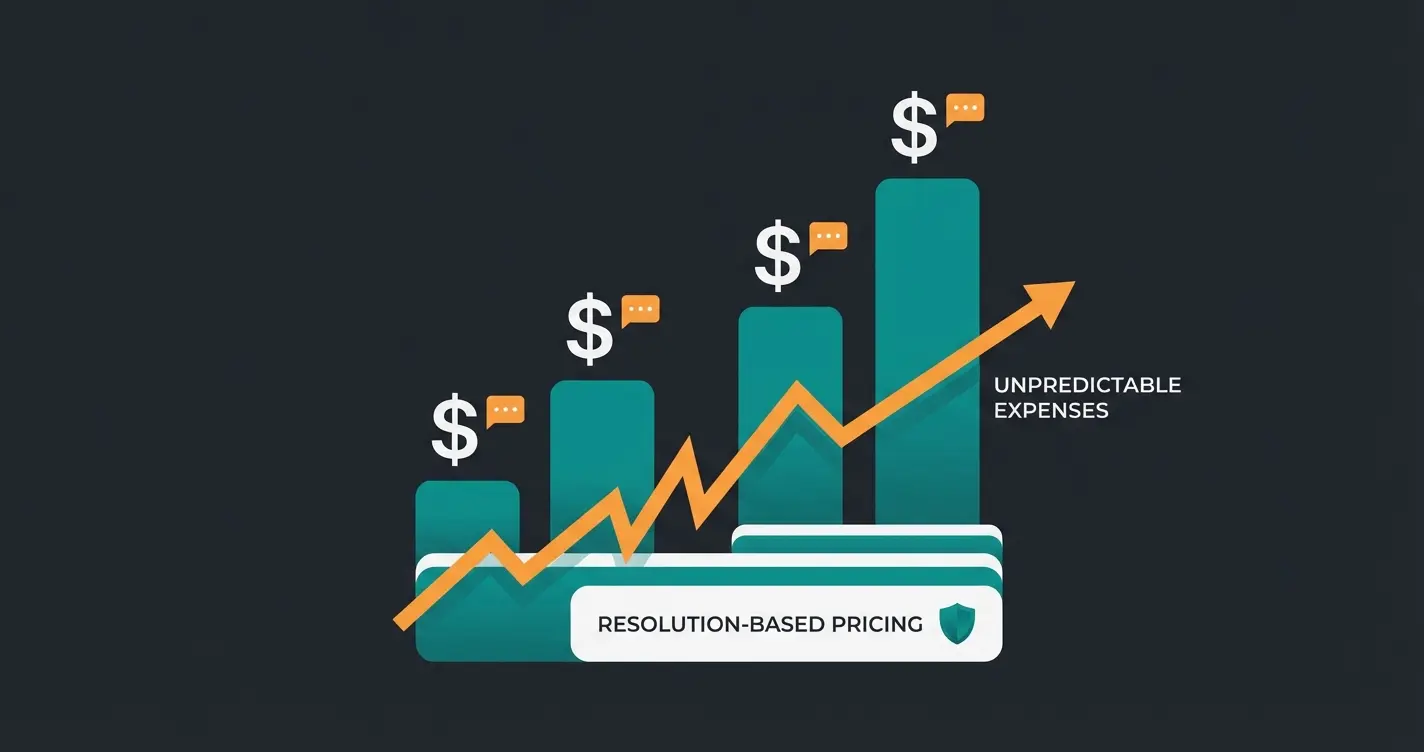 Illustration showing Intercom's per-resolution pricing model impact on costs