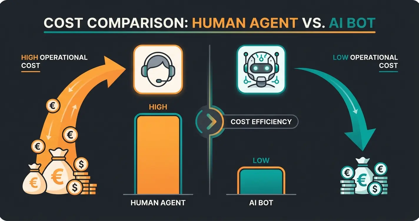 Kostenvergleich zwischen menschlichem Support und Intercom Fin AI mit ROI-Berechnung