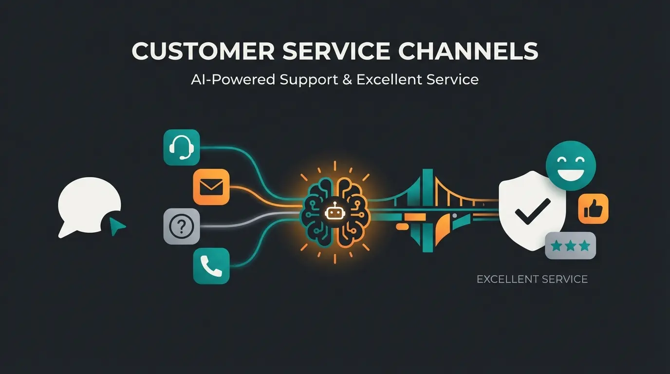 Shopify customer service concept with support channels and AI consultation tools
