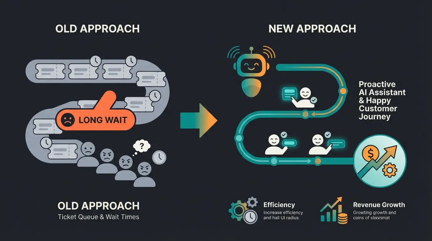 Infografik zeigt den Wandel vom reaktiven Support zum proaktiven Customer Success im E-Commerce