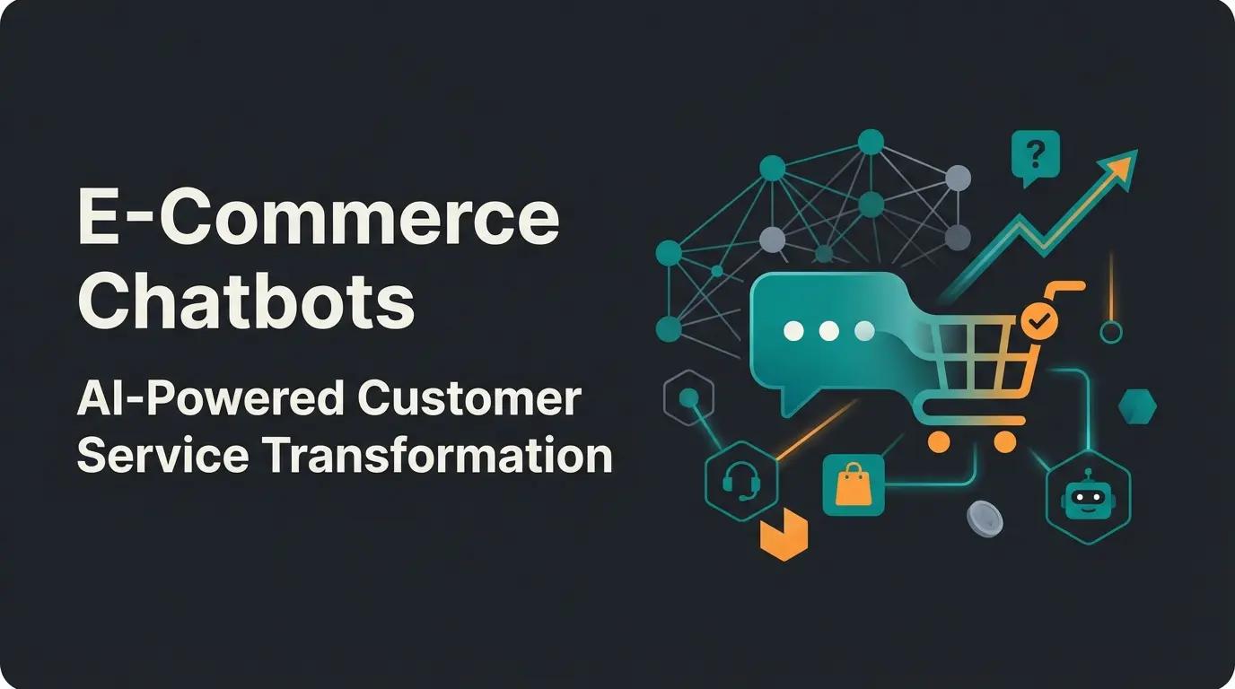 E-commerce customer service transformation with AI consultation illustrated with chat icons and shopping cart symbols