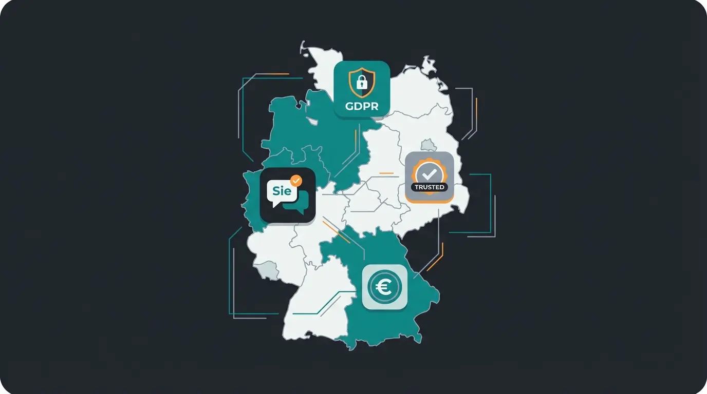 German market localization requirements showing GDPR, language formality, and cultural expectations