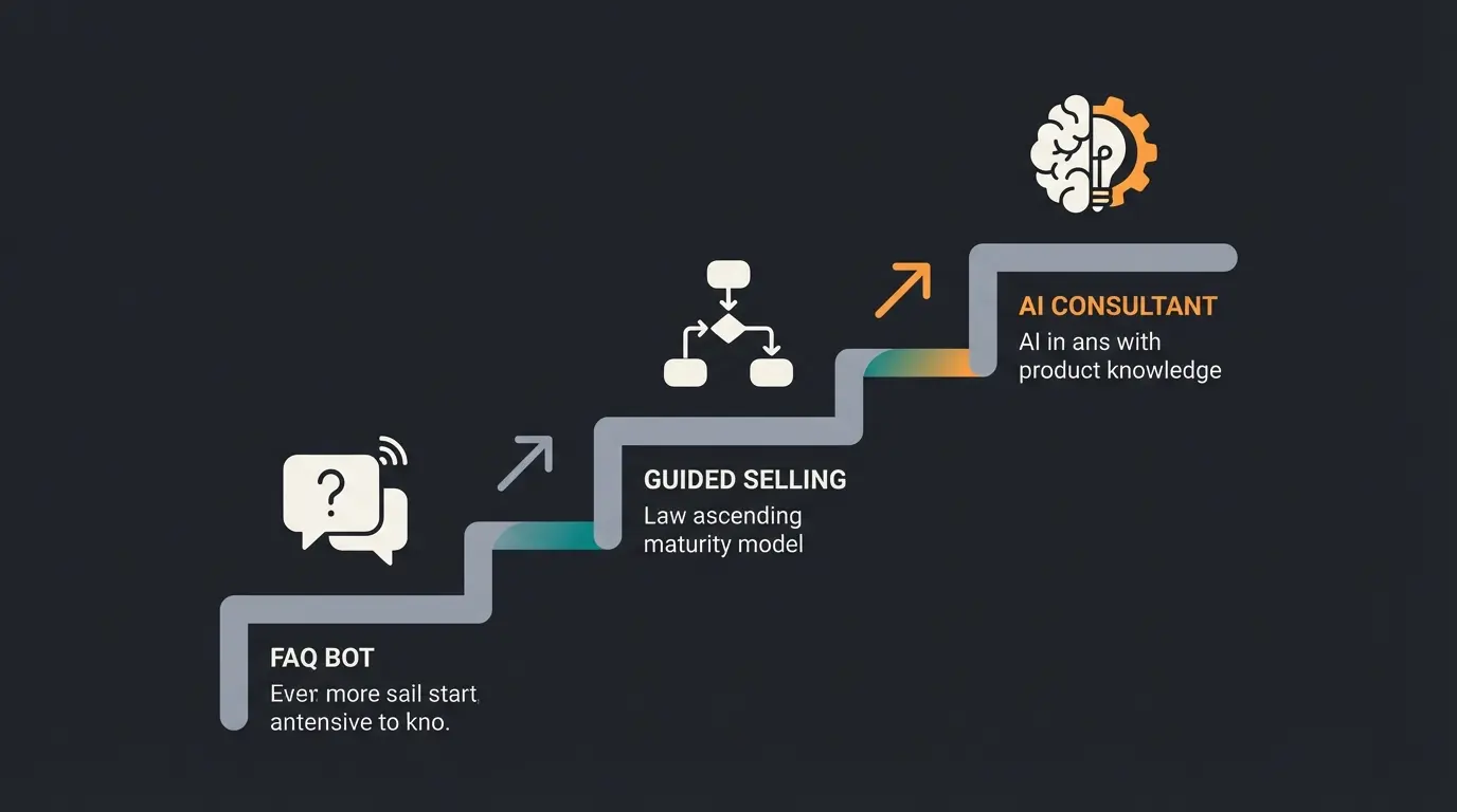 Die drei Reifegrade von Conversational Commerce: FAQ-Bot, Guided Selling und KI-Produktberater im Vergleich