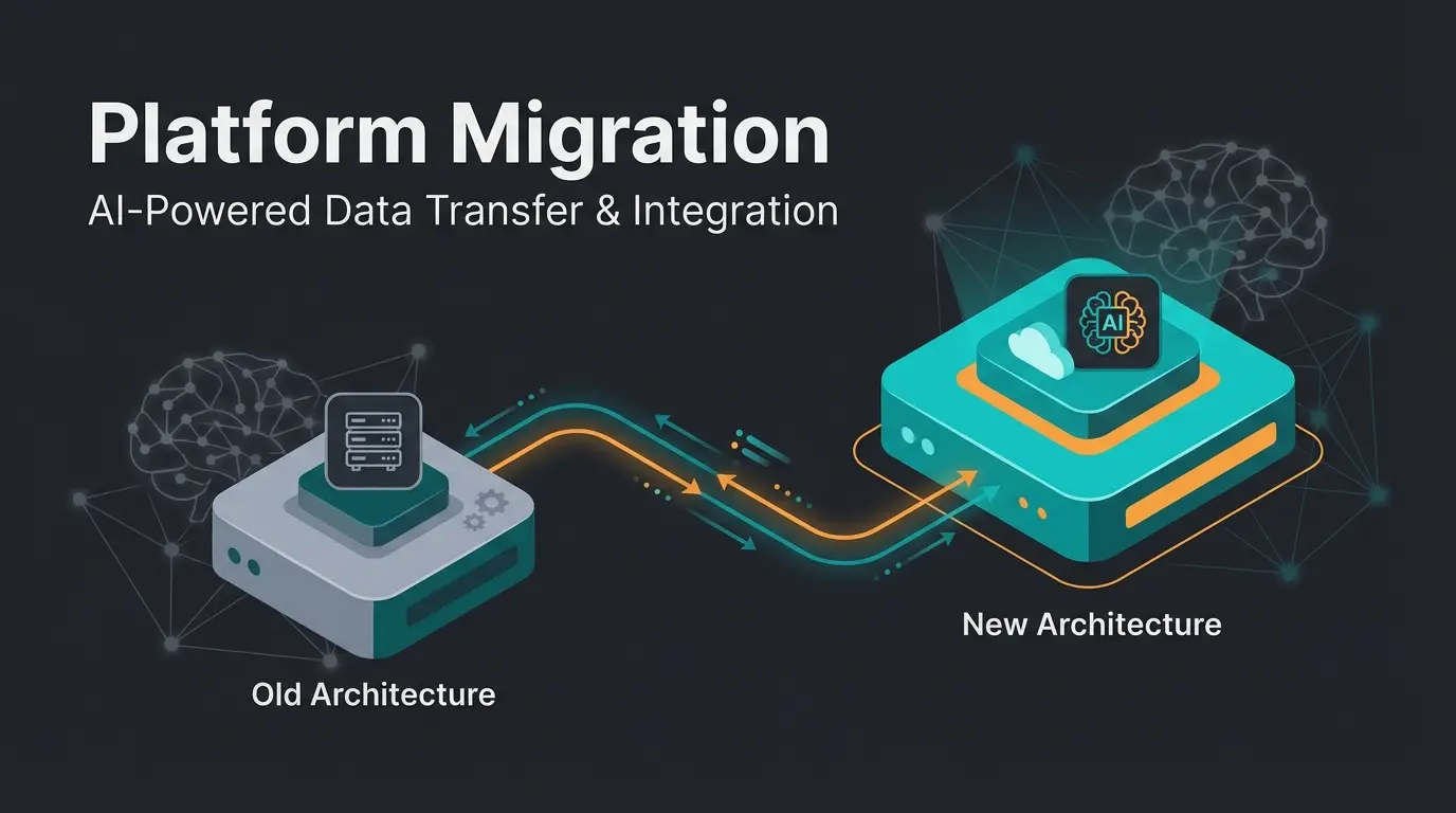 Shopware 5 to 6 migration process with AI integration visualization