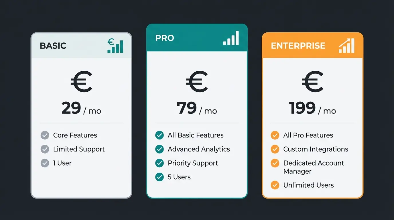 Vergleich der Shopify Tarife Basic Grow und Advanced mit Preisen und Features