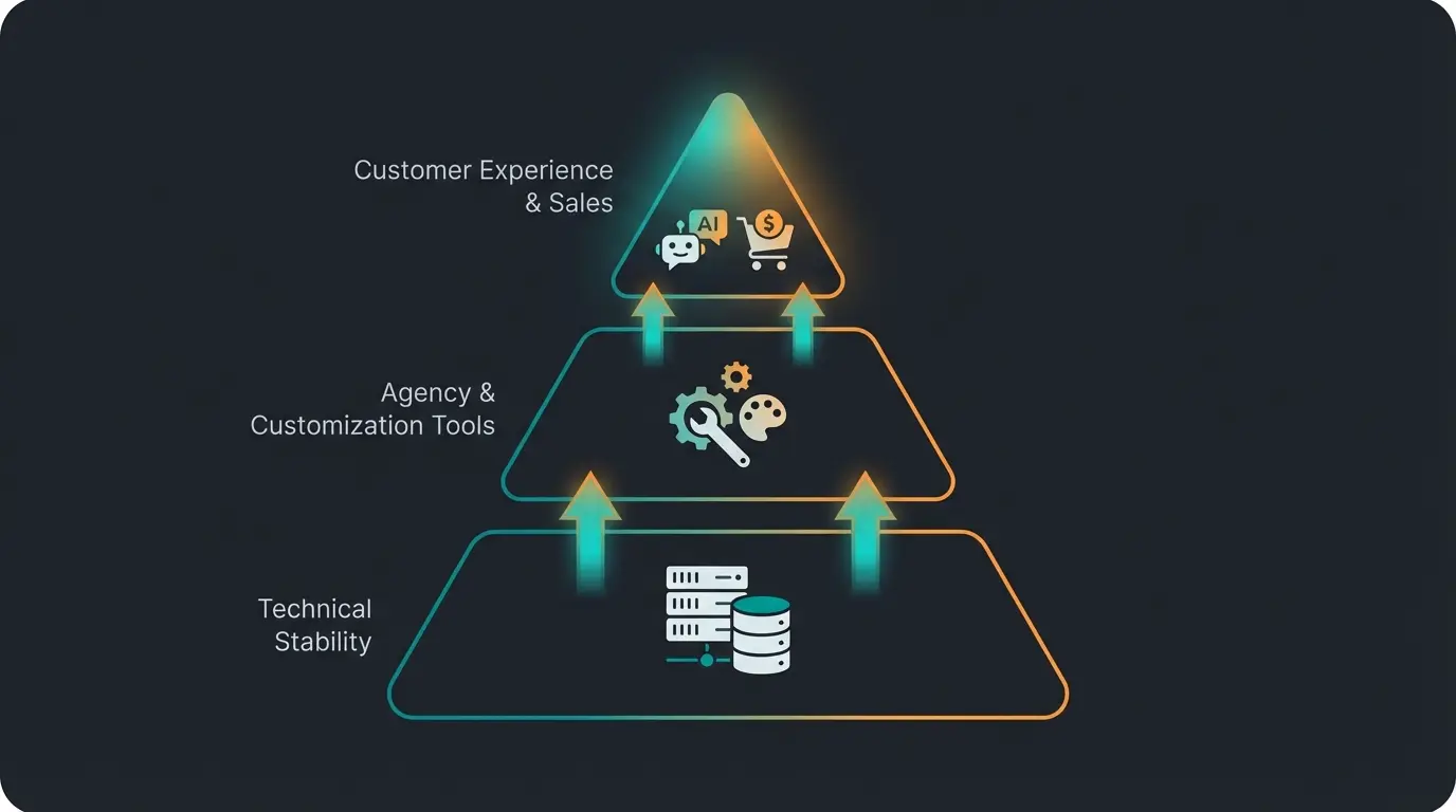 Infografik: Die drei Ebenen des Shopware Supports als Pyramide