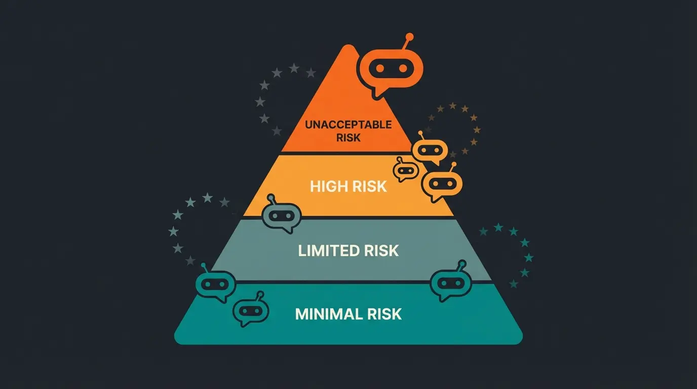 EU AI Act risk pyramid showing four levels from minimal to unacceptable risk for chatbot classification
