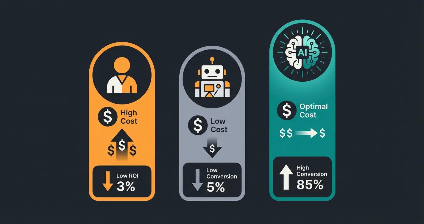 ROI-Vergleich zwischen menschlichen Agenten, Chatbots und AI-Consultants