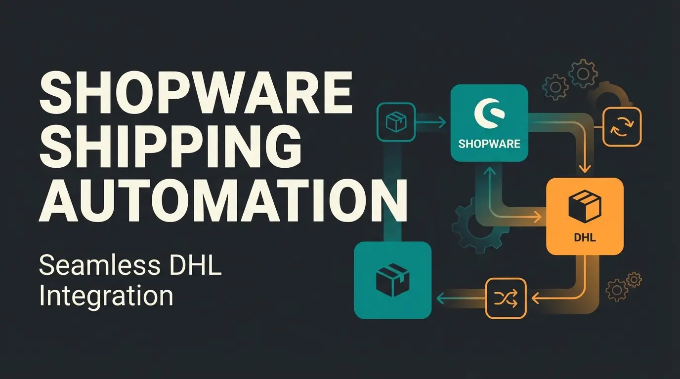 Shopware DHL integration dashboard showing shipping automation and AI optimization workflow