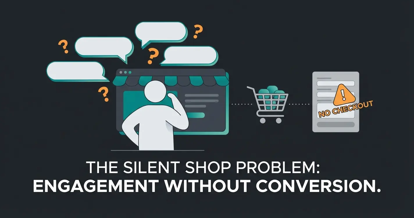 Silent shop problem visualization showing customer confusion in e-commerce