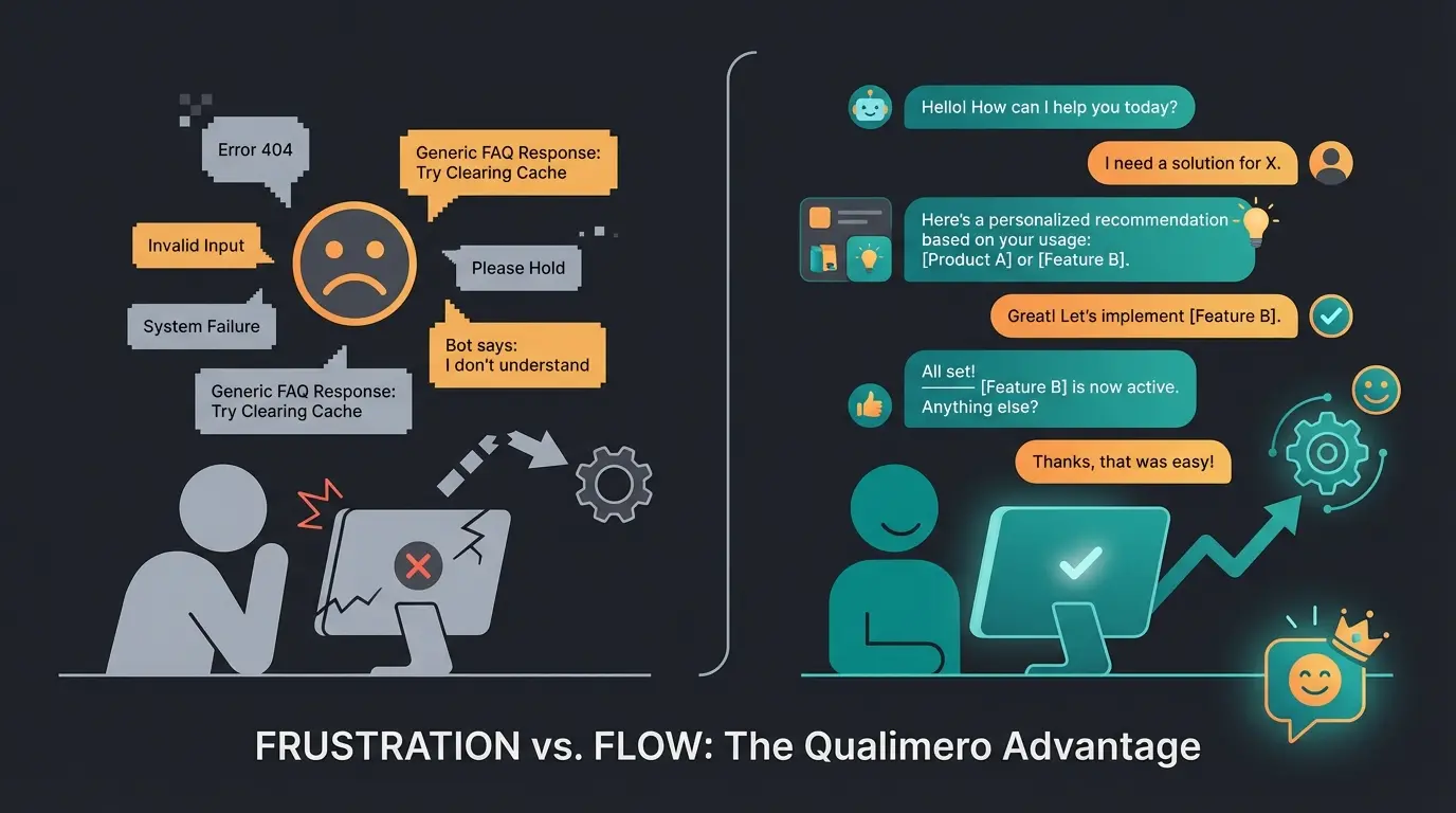 Vergleich alter FAQ-Bot versus moderner AI-Produktberater im WhatsApp Chat
