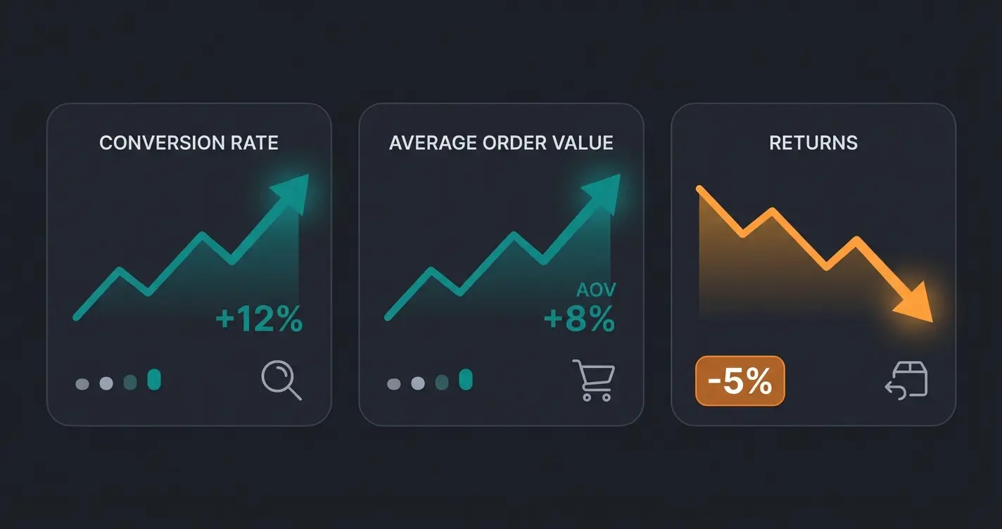 Infografik der Erfolgsstatistiken von KI-Produktfindern