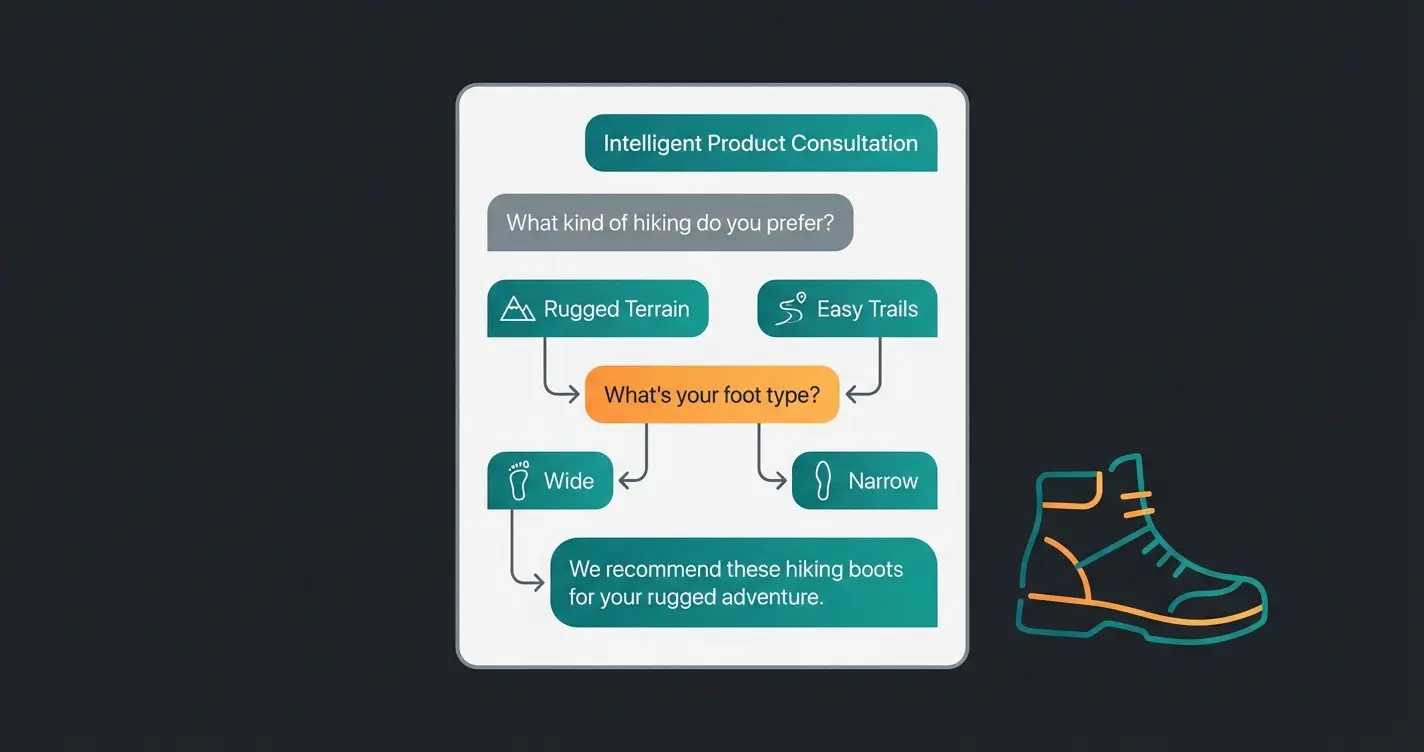 Dialogfluss einer KI-gestützten Produktberatung für Wanderschuhe