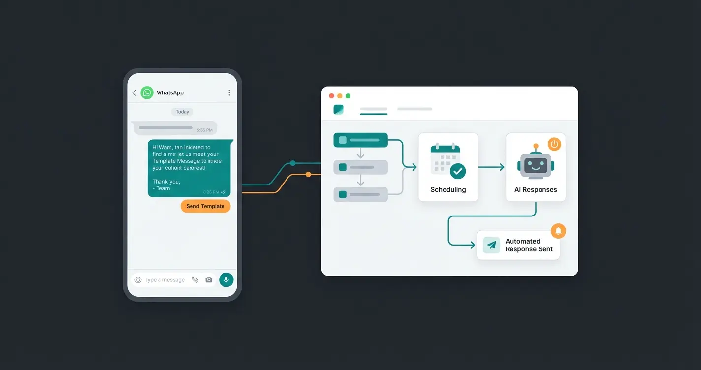 WhatsApp newsletter template creation interface with AI response automation