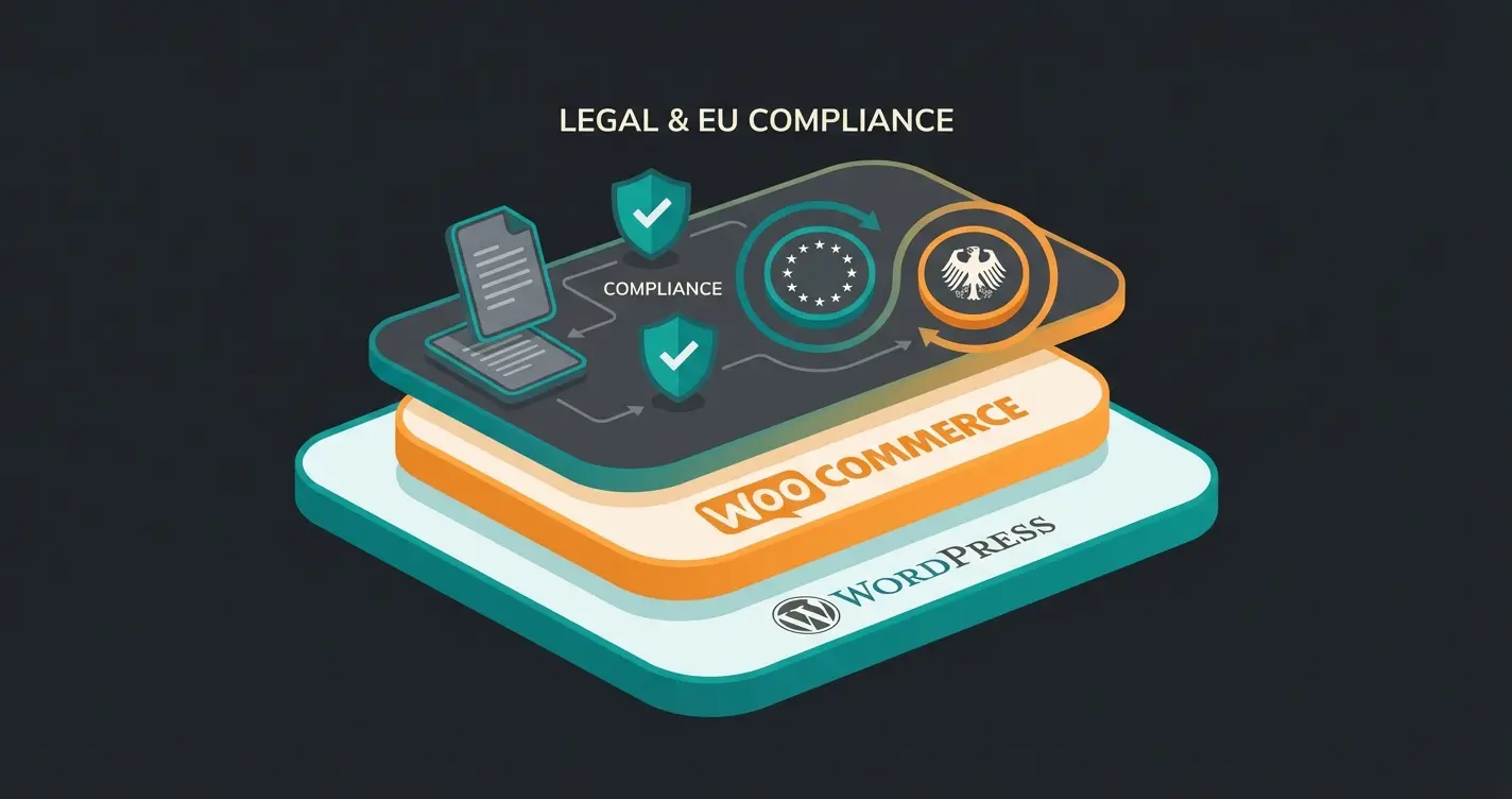 German legal compliance stack for WordPress online shop illustration