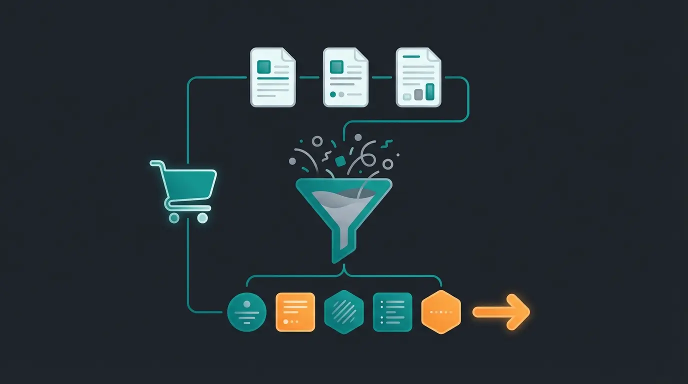 Merchant documentation workflow showing curated paths to essential resources