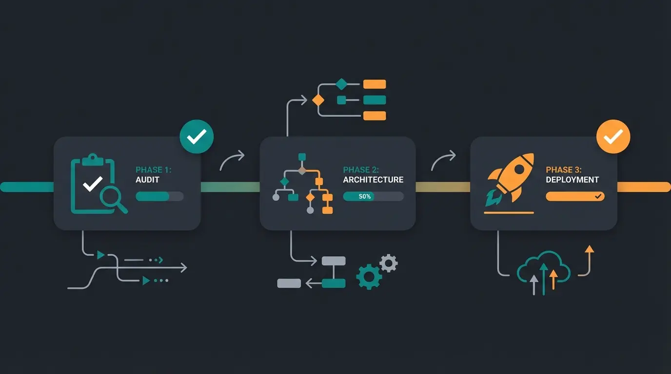 Migrations-Roadmap für Adobe Commerce Cloud mit drei Phasen