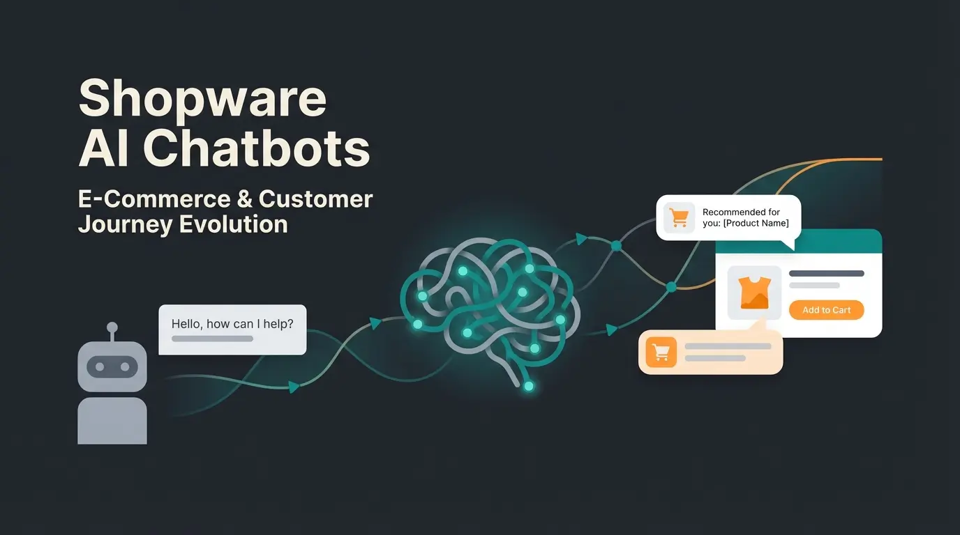 Flat illustration showing chatbot evolution from simple FAQ bot to intelligent AI product consultant on dark background
