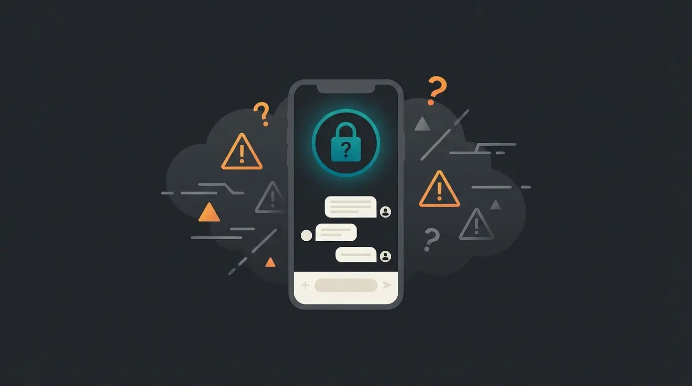 Blue circle Meta AI icon appearing in WhatsApp interface with privacy warning indicators