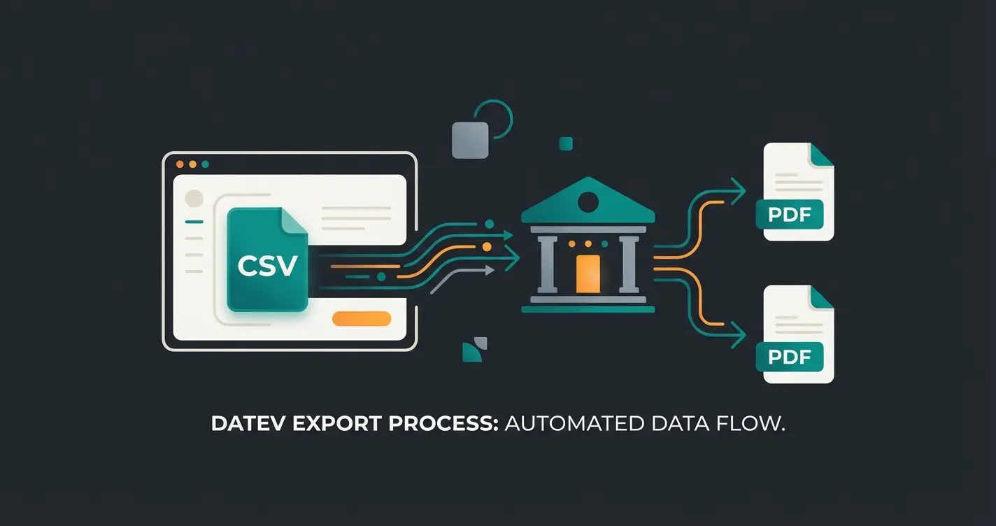 DATEV Export Prozess mit Buchungsstapel und Belegbildern für Shopware