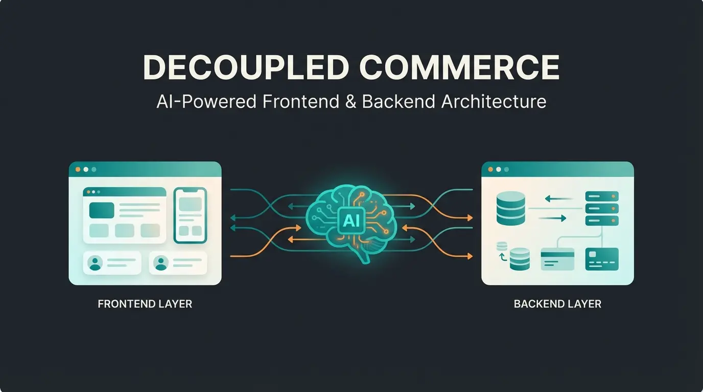 Modern headless commerce architecture with AI consultation layer visualization