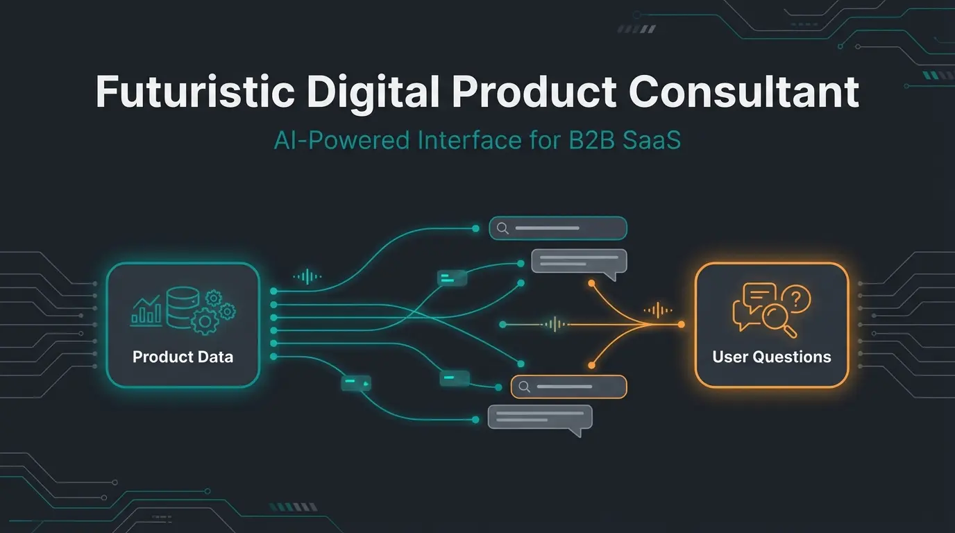 Illustration eines KI-Chatbots, der als digitaler Produktberater fungiert