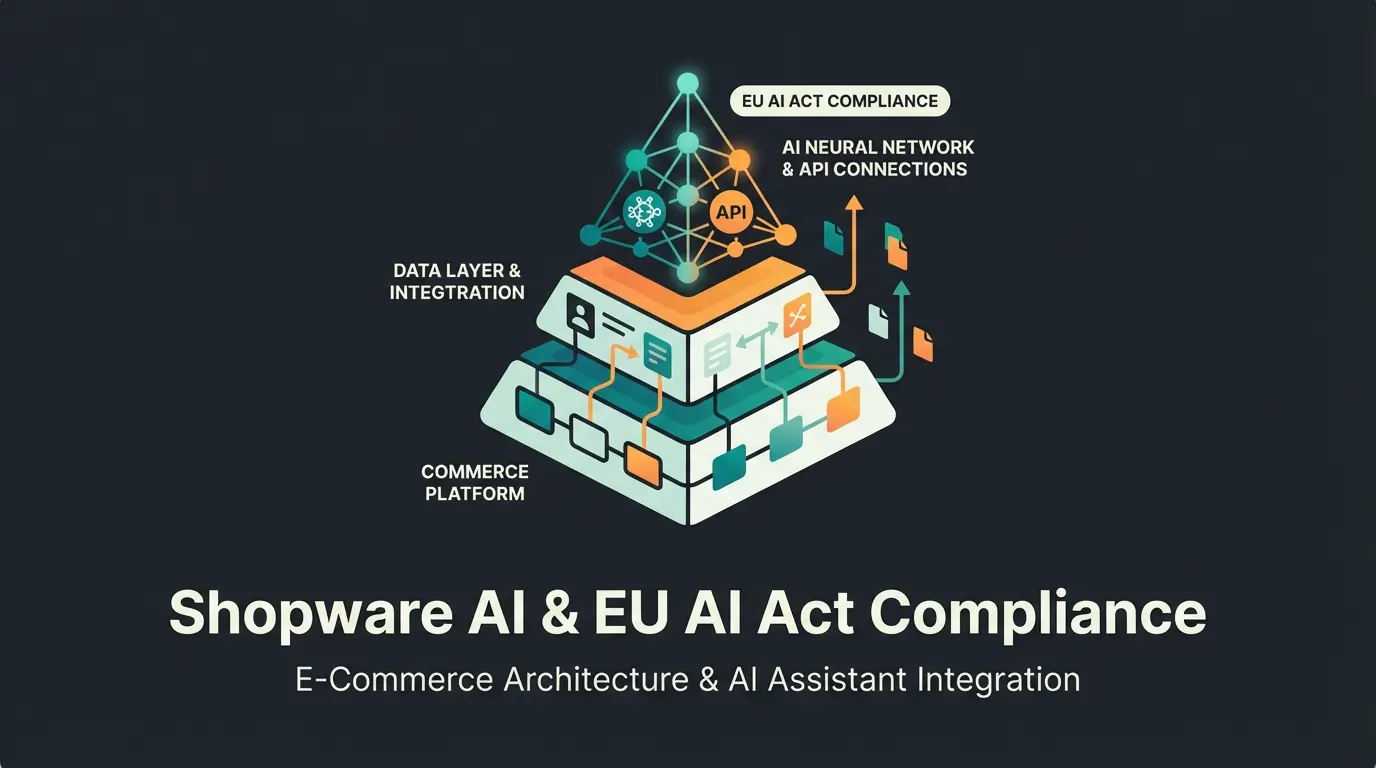 Shopware 6 platform architecture with AI commerce integration layers visualization
