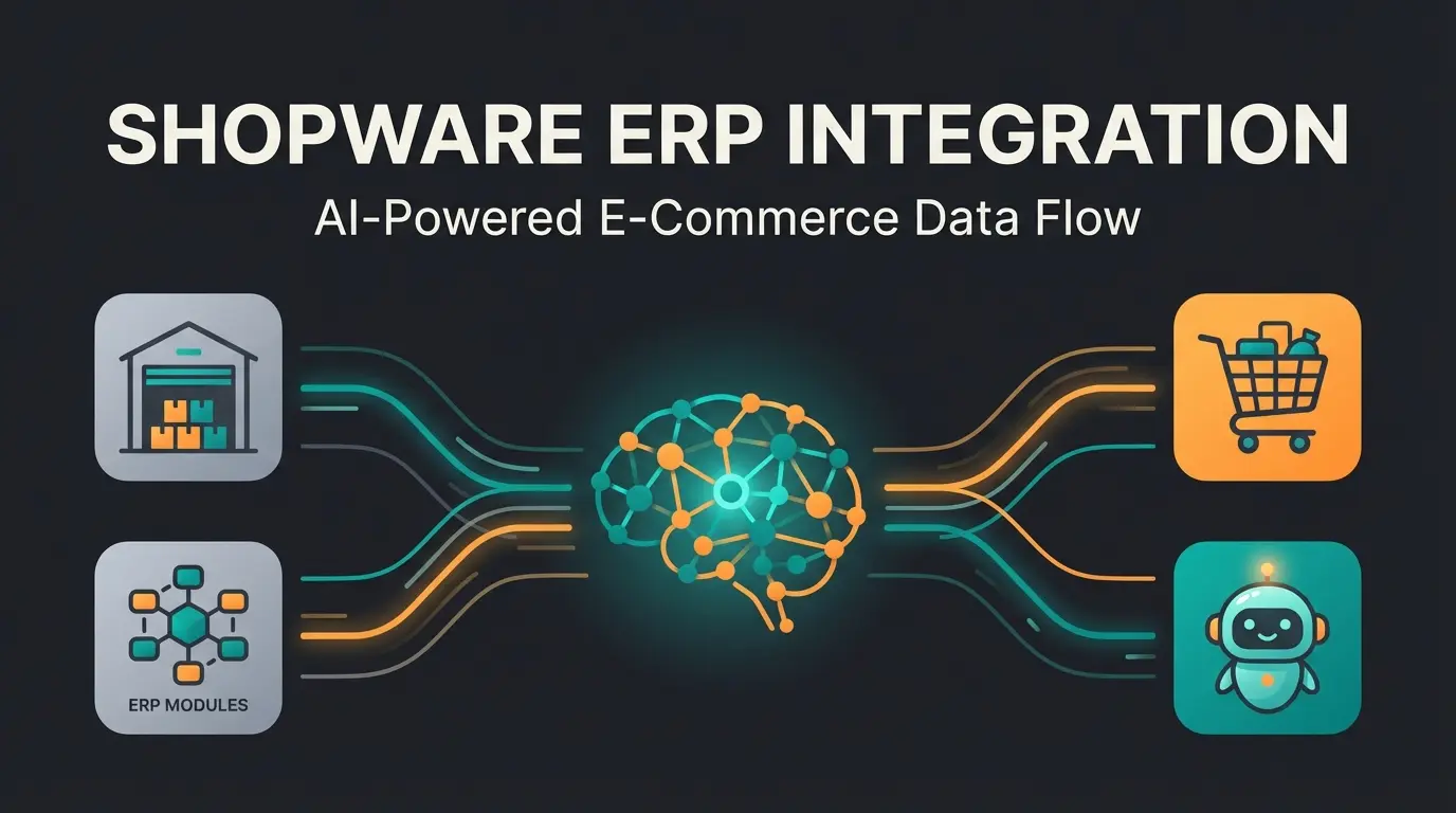 Modern ERP system dashboard with AI integration for Shopware e-commerce