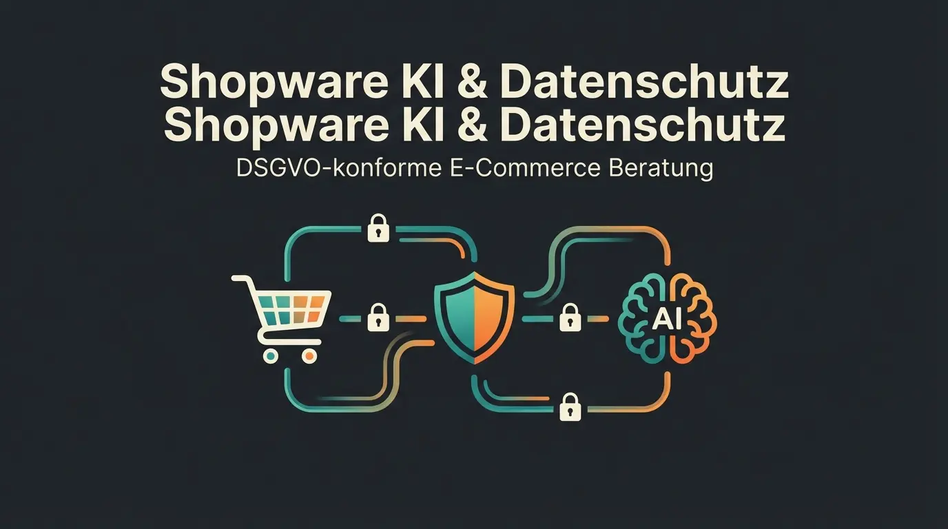 Sichere KI-Produktberatung für Shopware mit DSGVO-Konformität dargestellt als Datenfluss-Visualisierung