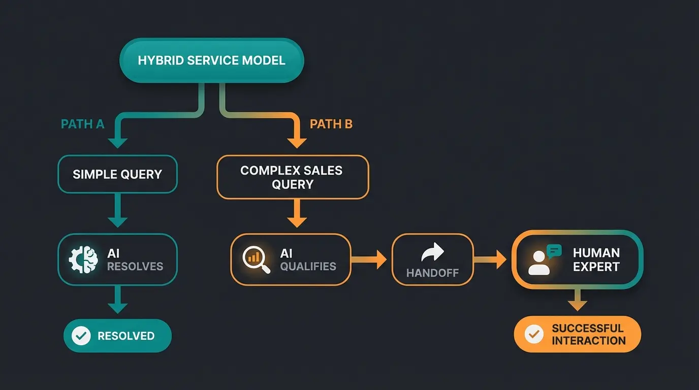 Infographic showing the handover process from AI to human agent