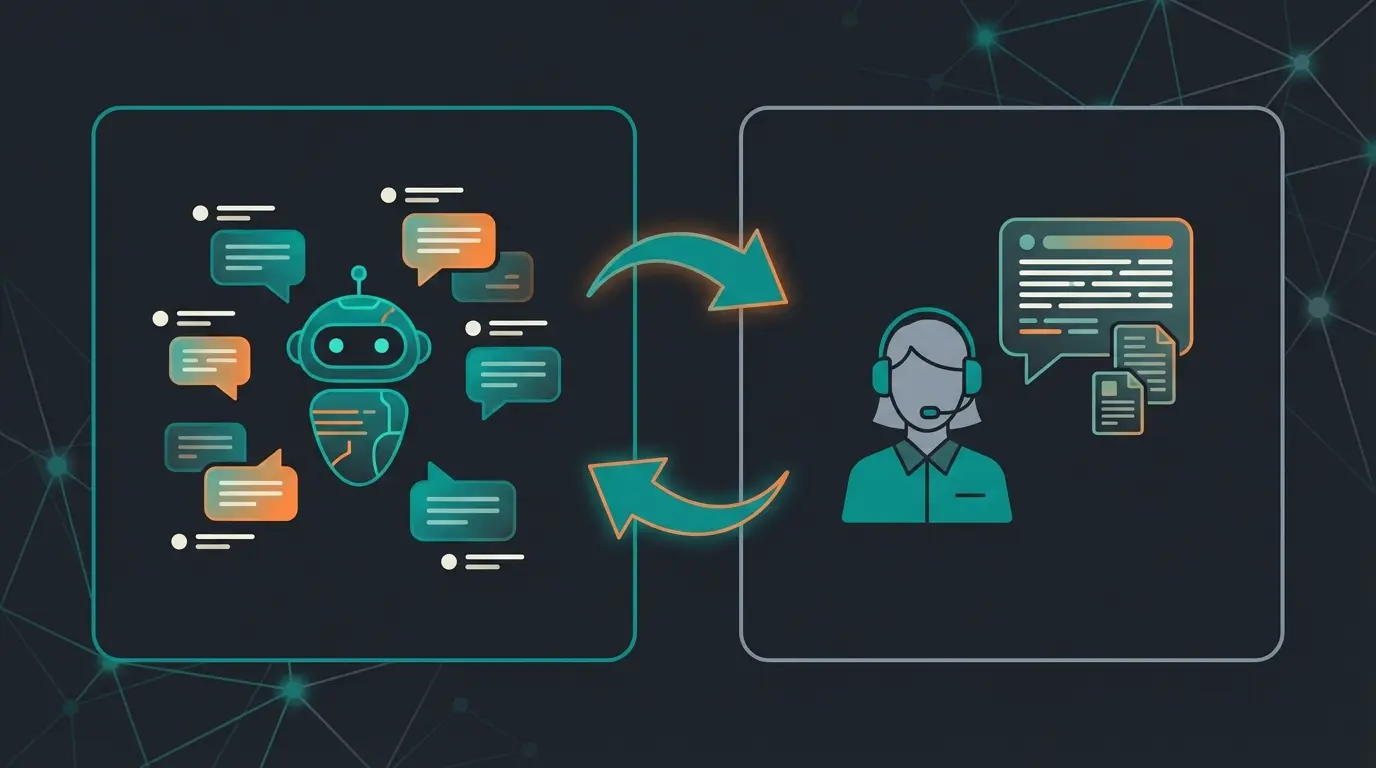 Hybrid model showing AI and human agents working together in customer service