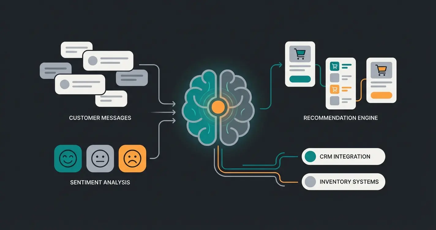 AI chat system analyzing customer intent and providing personalized product recommendations