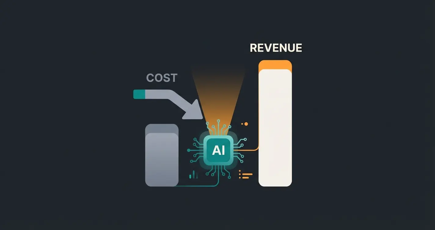 Illustration of revenue growth vs cost reduction with AI employees