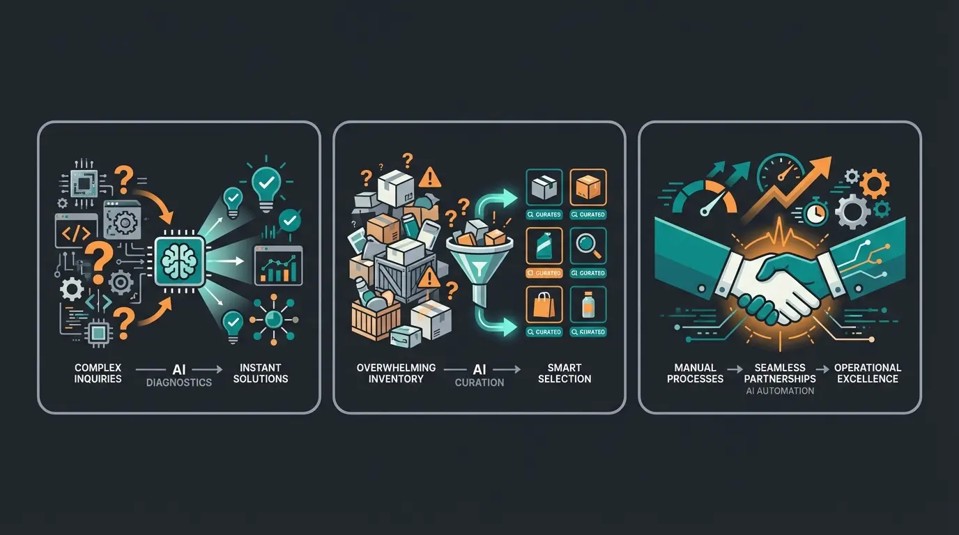 Drei Zielgruppen für KI-gestützte WooCommerce Shops: erklärungsbedürftige Produkte, große Sortimente und B2B