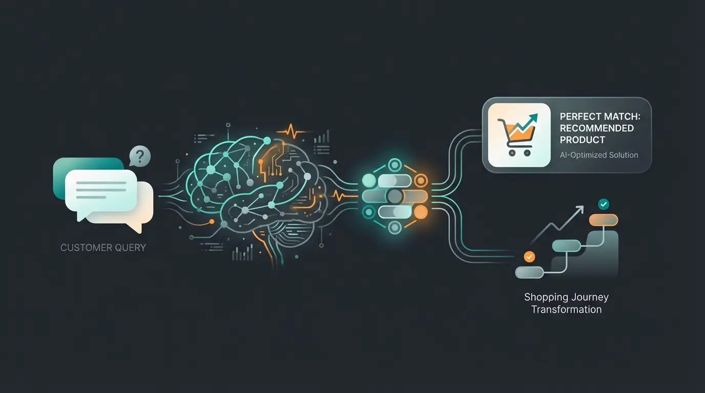 AI sales consultation workflow showing customer journey from question to personalized product recommendation