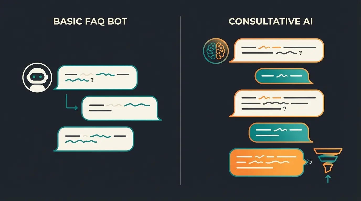 Vergleich zwischen Standard-Support-Bot und AI-Produktberater Interaktion