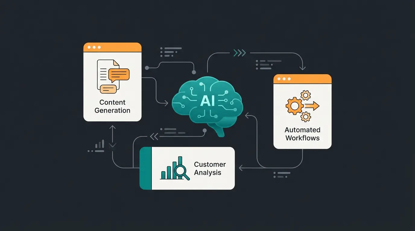 AI Copilot integration in Shopware 6 showing automated content creation and customer analysis features
