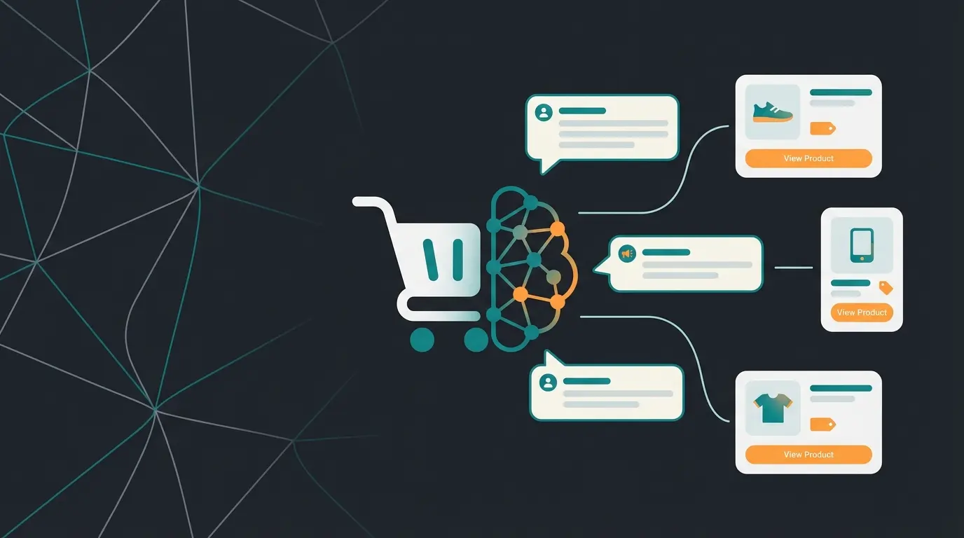 Visualisierung von AI-Commerce und KI-Produktberatung im modernen WooCommerce Shop