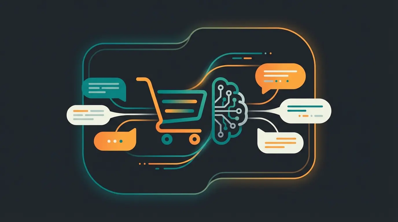 Future of e-commerce customer service showing AI-powered conversational commerce