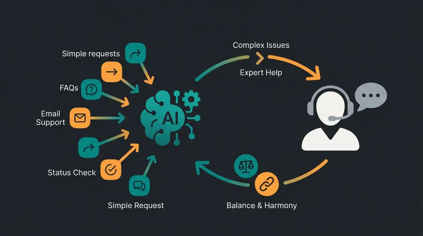 AI and human agents working together in customer service hybrid model