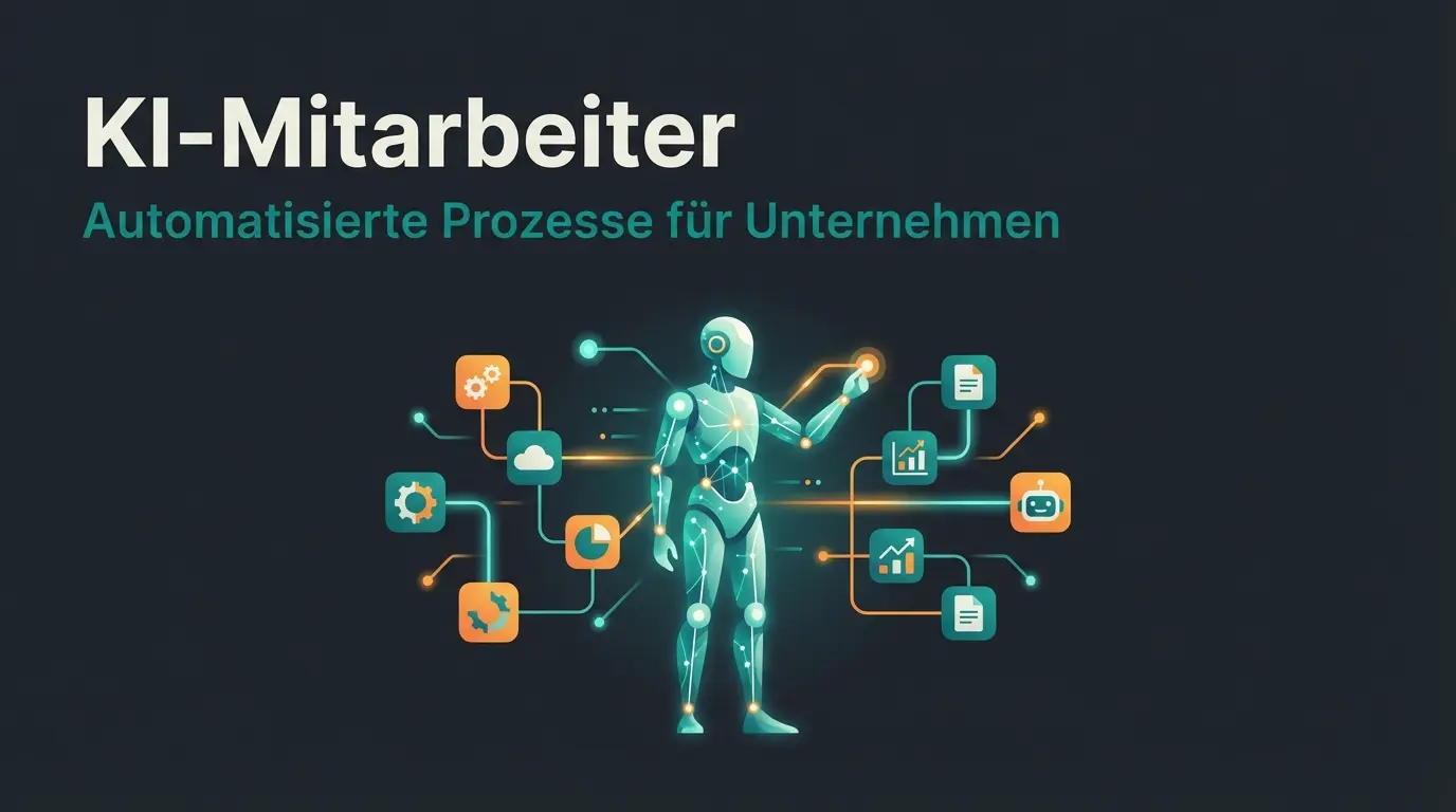 Abstract illustration of a digital AI employee connecting data points to solve complex tasks