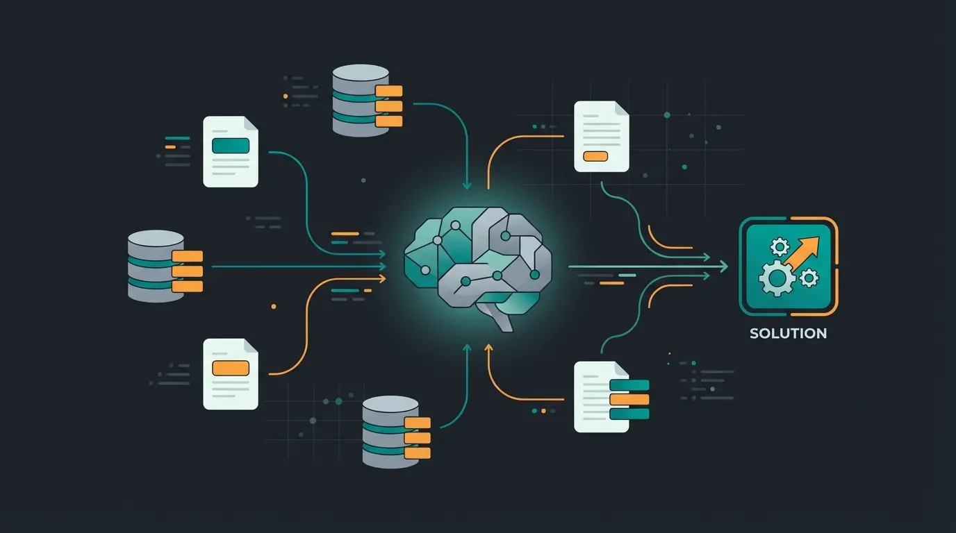 Diagram showing the internal logic of an AI employee using RAG technology
