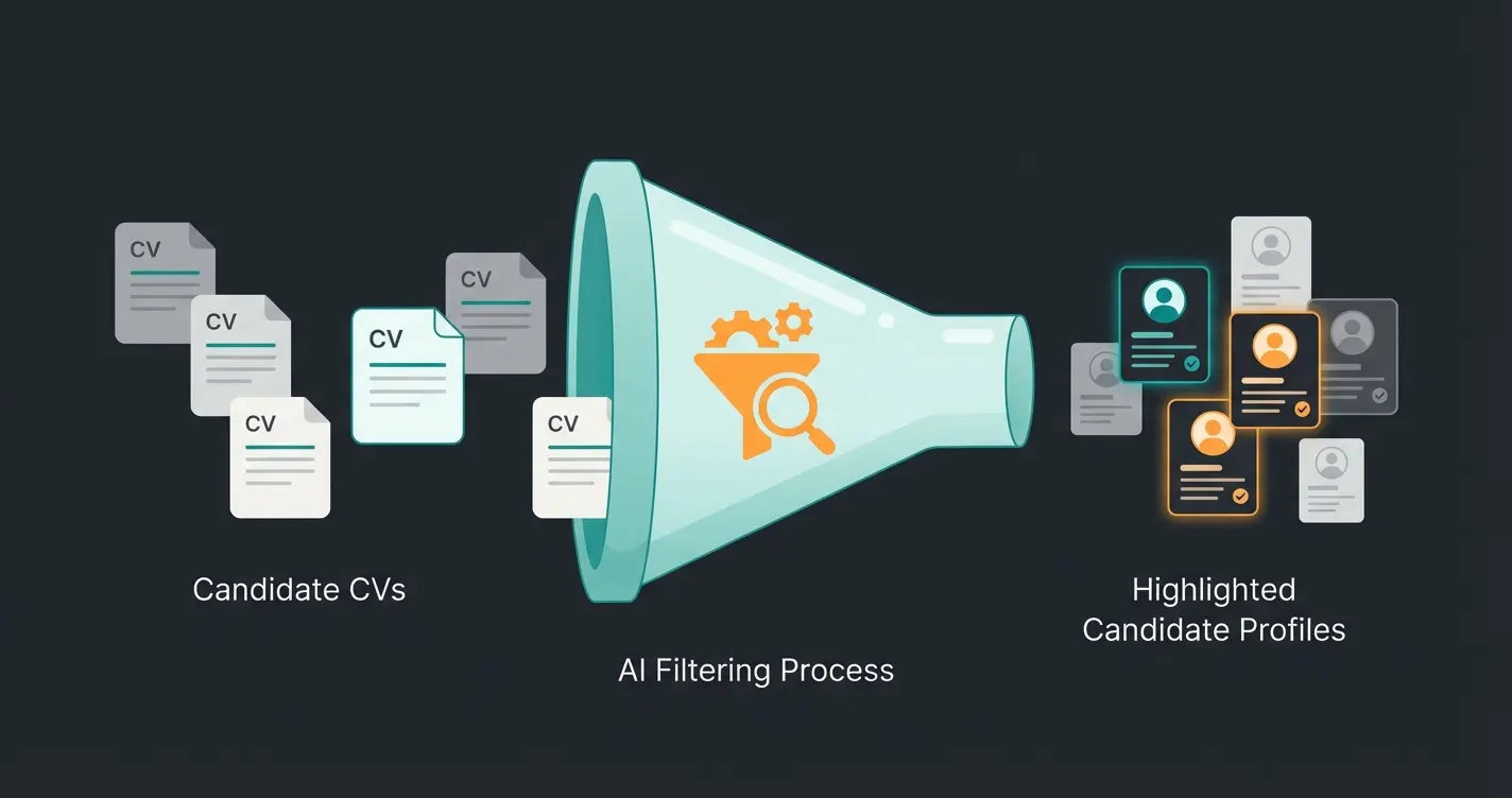 Visualisierung eines KI-Recruiting-Prozesses mit CV-Analyse