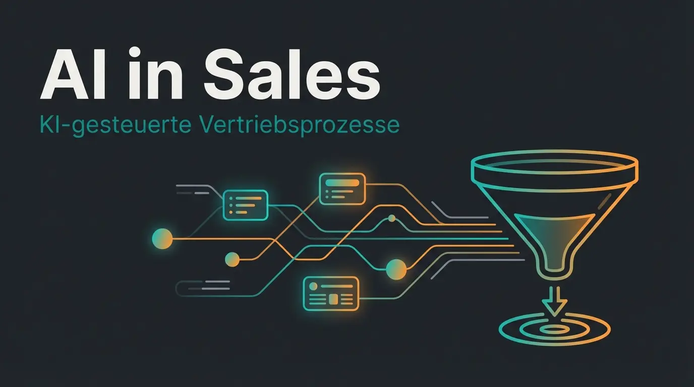 Illustration eines KI-Vertriebsassistenten, der Daten analysiert und Verkaufsgespräche führt