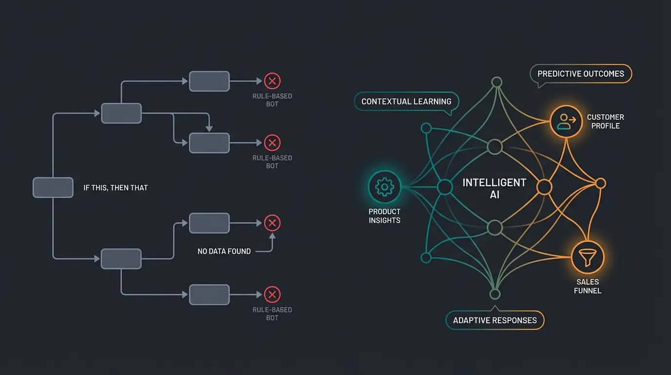 Vergleich regelbasierter Chatbot versus intelligente Agentic AI im Ticketsystem